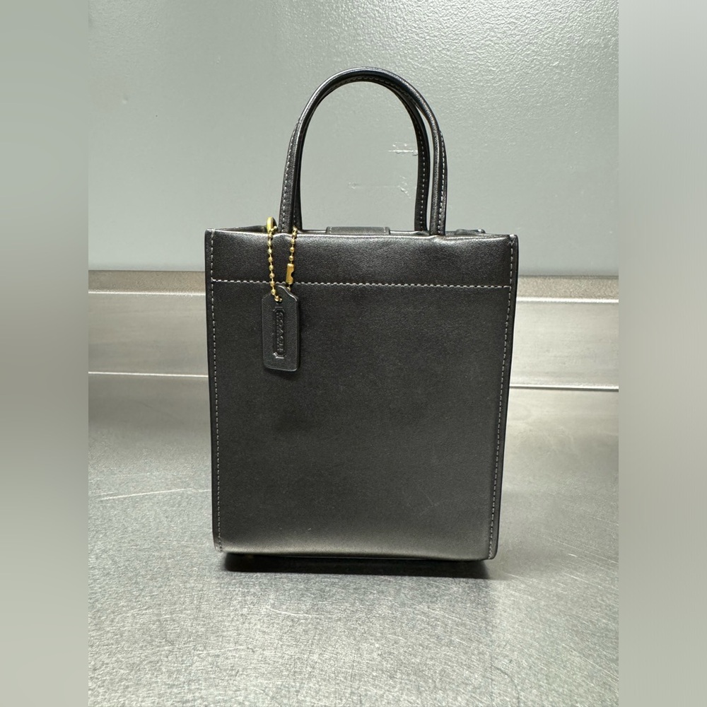 EUC Coach Cashin Mini Tote Crossbody Black Brass - Picture 7 of 14